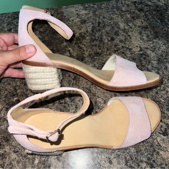SOLUDOS Capri Block-Heel Raffia & Pink Suede Sandals Size 9. - Picture 6 of 12